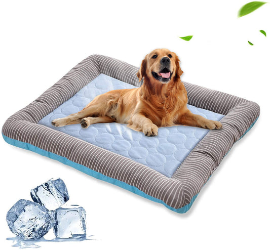 Pet Cooling Pad – Summer Cooling Mat for Dogs & Cats | Reusable Ice Mat for Pets | Breathable & Non-Toxic Cushion - Black & Elva