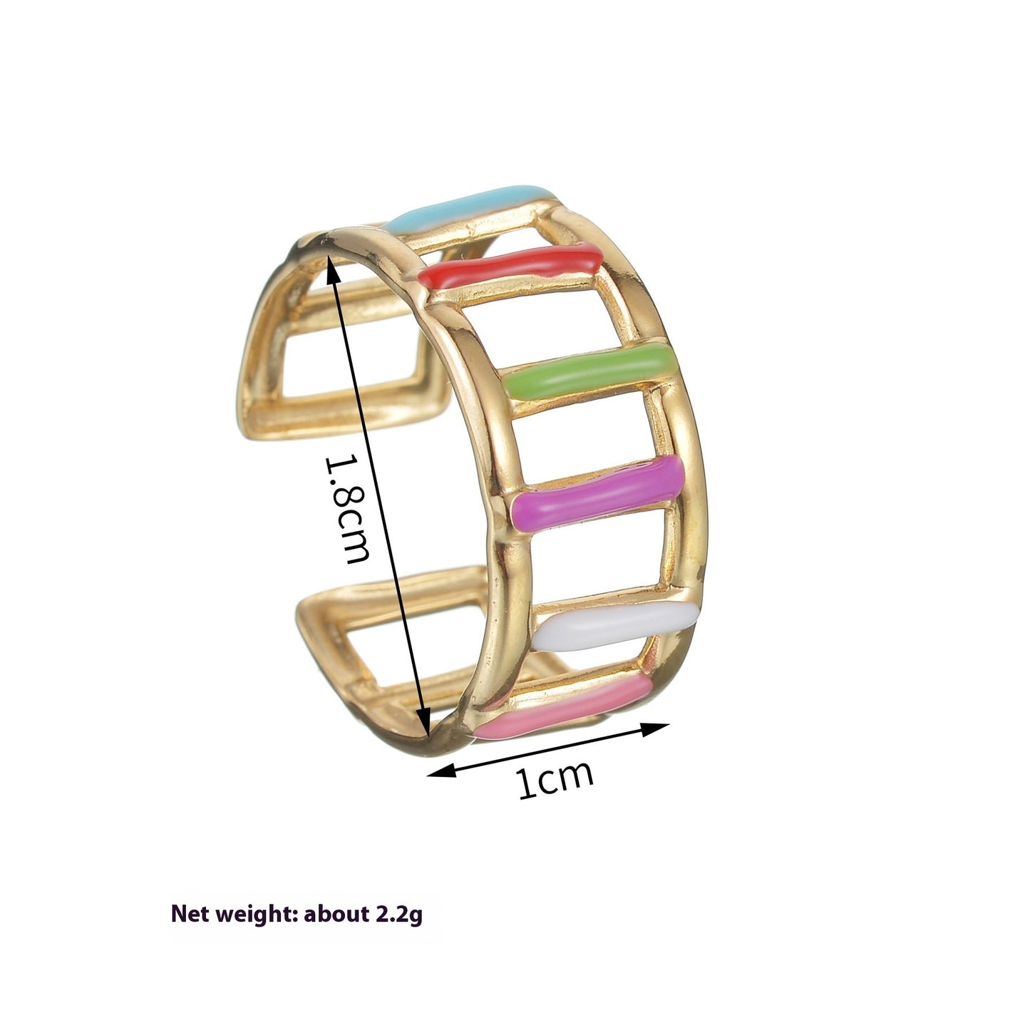 Color Ring 18K Gold Light Luxury Exquisite - Black & Elva