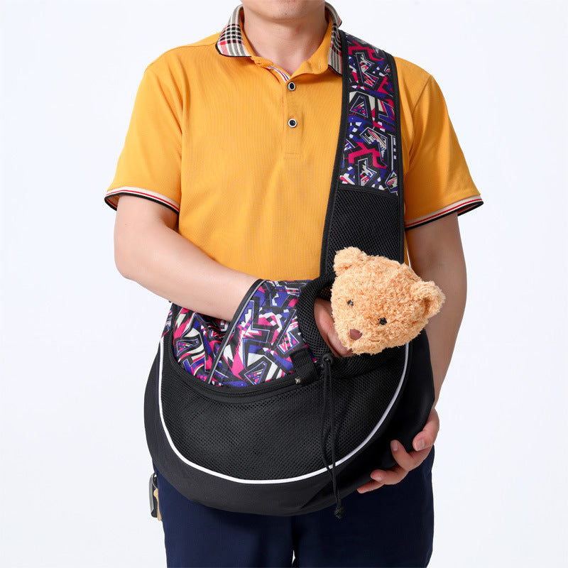 Carrying Pets Bag Women Outdoor Portable Crossbody Bag For Dogs Cats Pet Products - Black & Elva