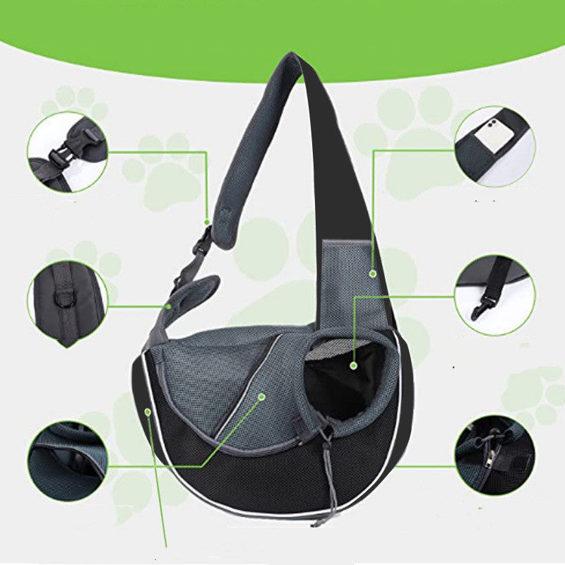 Carrying Pets Bag Women Outdoor Portable Crossbody Bag For Dogs Cats Pet Products - Black & Elva