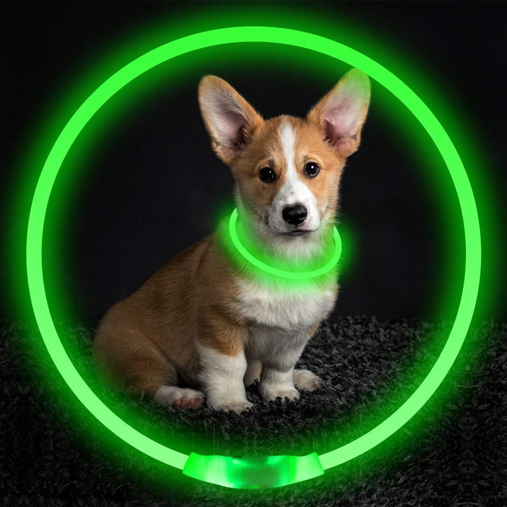 Pet Flashing Collar USB Rechargeable Glowing Necklace Safety Collar Light Up Collars For Night Walking Electric Dog Collar Neon - Black & Elva