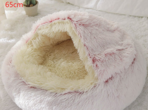 Warm Plush Pet Bed for Cats & Dogs – Soft Winter Sleeping Cushion - Black & Elva
