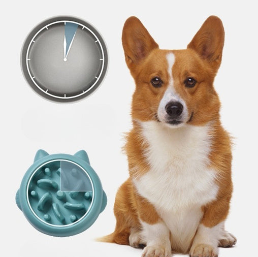 Anti-Choke Slow Feeder Bowl – Safe Eating Dish for Dogs & Cats - Black & Elva