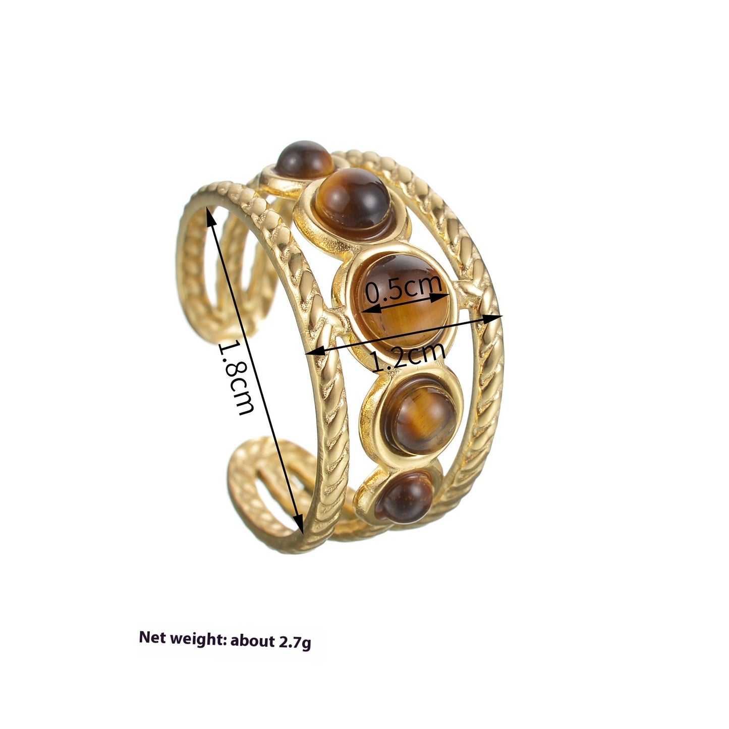Color Ring 18K Gold Light Luxury Exquisite - Black & Elva