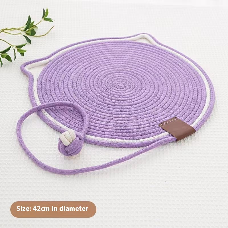 Braided Cotton Rope Cat Claw Mat Self Hi Ball One Piece Sleeping Mat Washable Anti Sticky Scratching Artifact Cat Scratching Mat Pet Products - Black & Elva