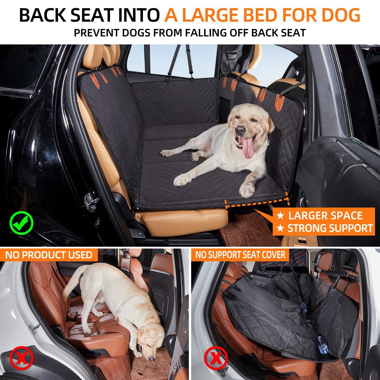 Load-bearing Lengthened Vehicle-mounted Pet Mat Travel Dog Hammock - Black & Elva