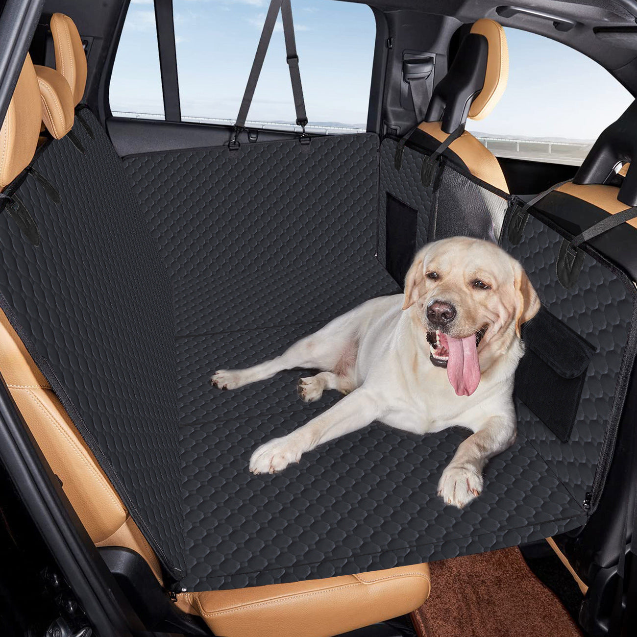 Load-bearing Lengthened Vehicle-mounted Pet Mat Travel Dog Hammock - Black & Elva