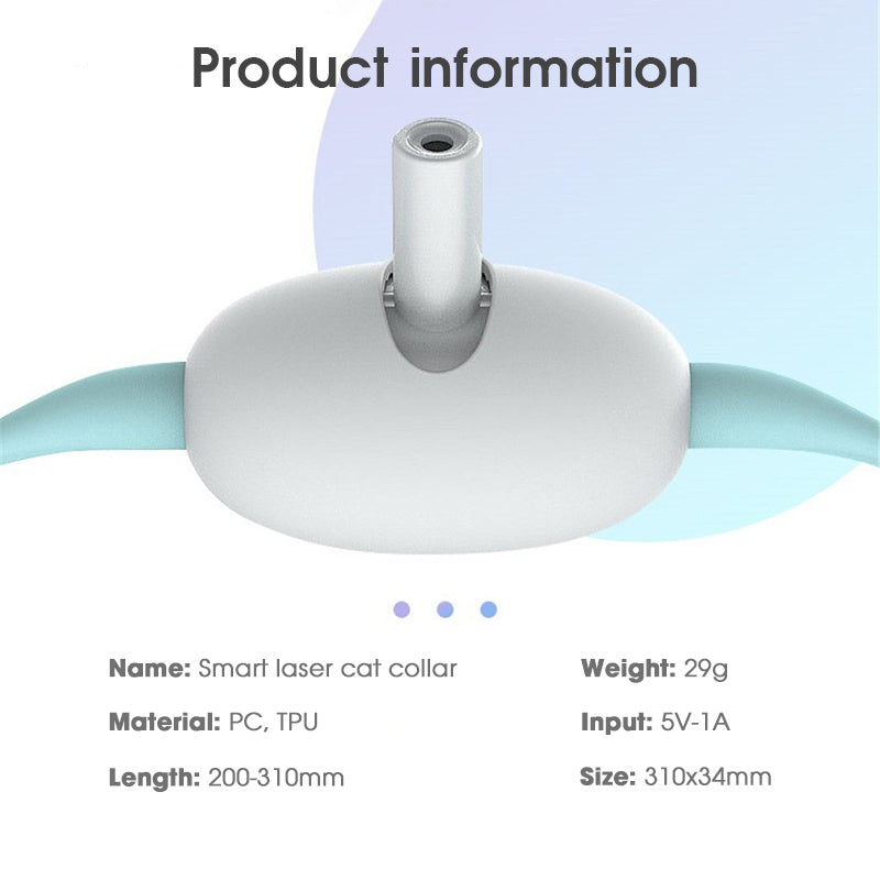 Automatic Cat Toy Smart Laser Teasing Cat Collar Electric USB Charging Kitten Amusing Toys Interactive Training Pet Items - Black & Elva