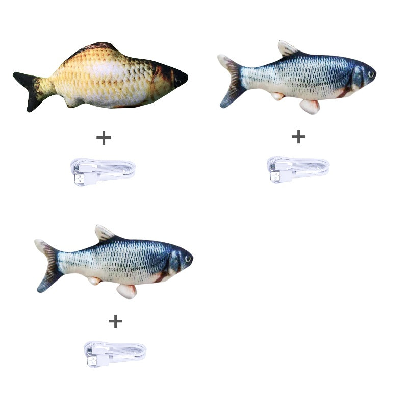 Without Cat Nip Version - Electric Jumping Fish Simulation Electric Fish Toy - Black & Elva