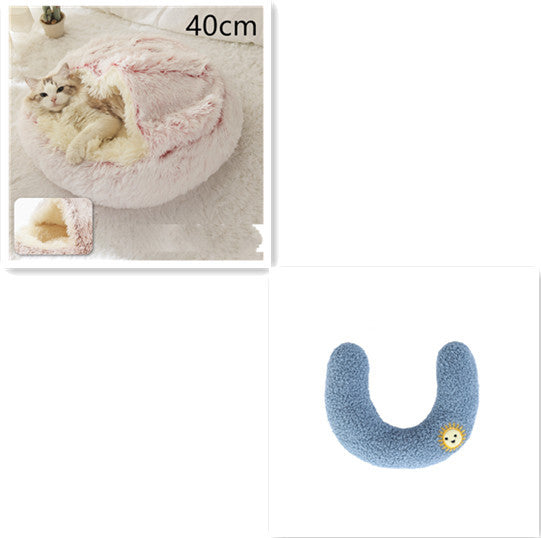 Warm Plush Pet Bed for Cats & Dogs – Soft Winter Sleeping Cushion - Black & Elva