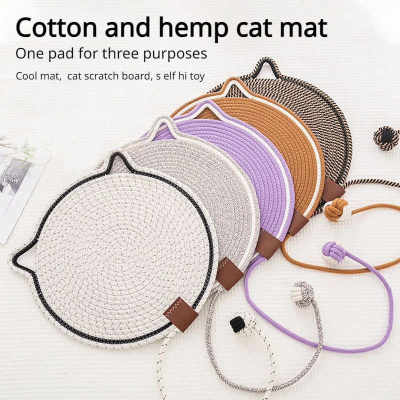 Braided Cotton Rope Cat Claw Mat Self Hi Ball One Piece Sleeping Mat Washable Anti Sticky Scratching Artifact Cat Scratching Mat Pet Products - Black & Elva
