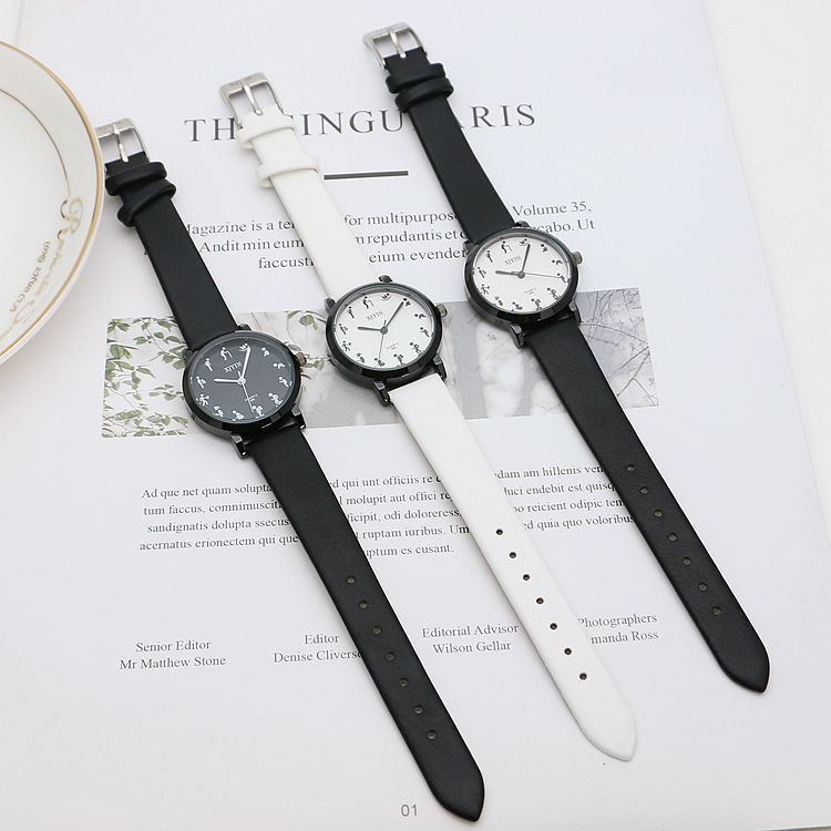 Mori Personality Scale Quartz Watch Fashion Small Kit Men And Women - Black & Elva
