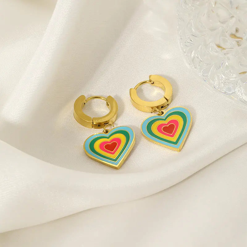 Fashionable Personalized All-match Stainless Steel Gold-plated Earrings - Black & Elva