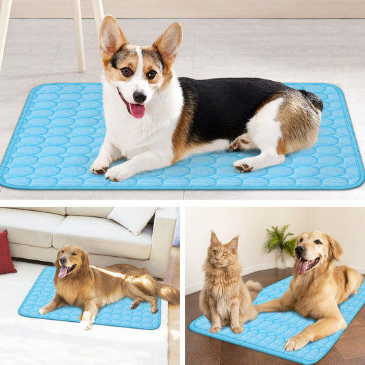 Pet Cooling Mat for Dogs & Cats – Summer Breathable Cool Pad Bed - Black & Elva