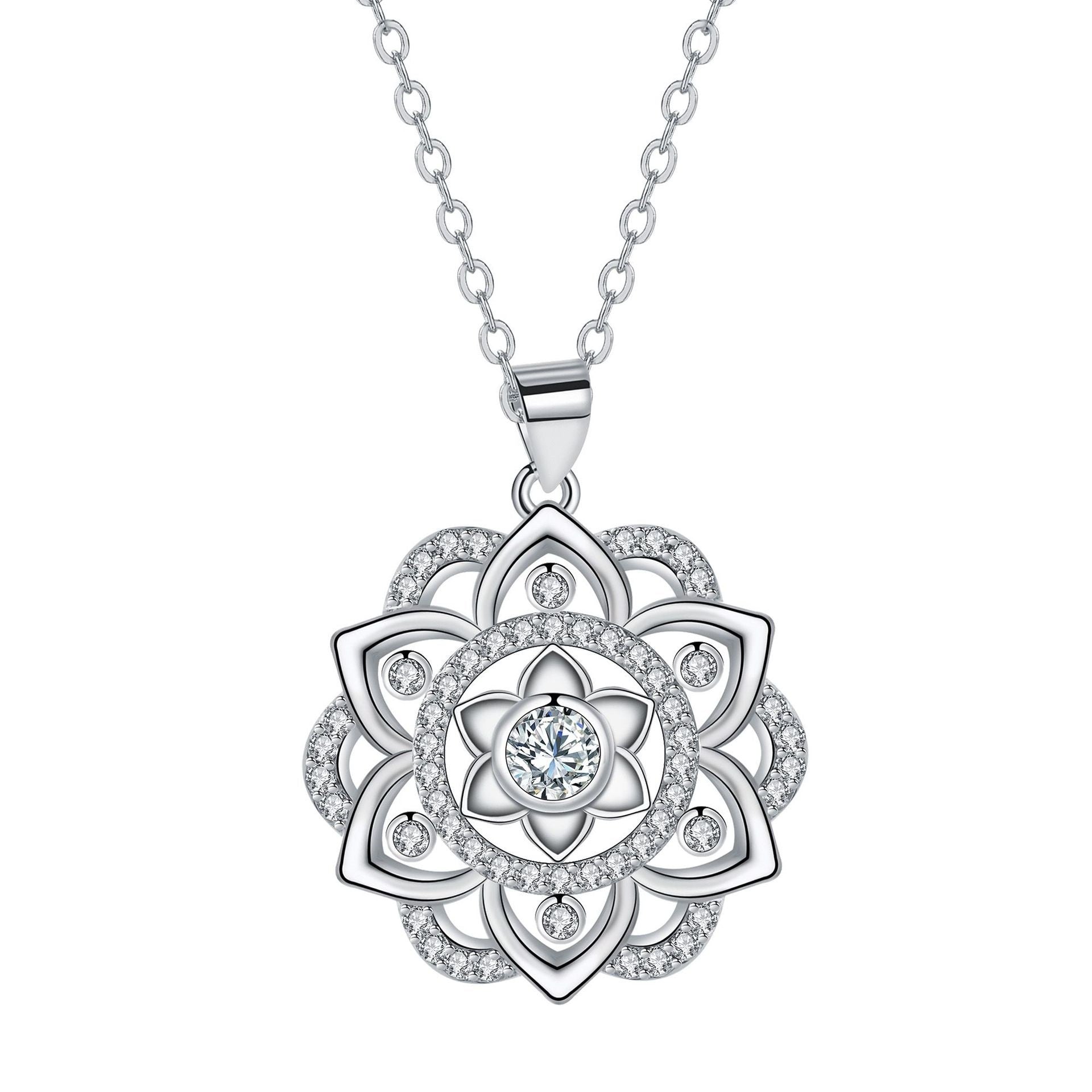 High-grade Niche Retro Lotus Pendant Women's Necklace - Black & Elva