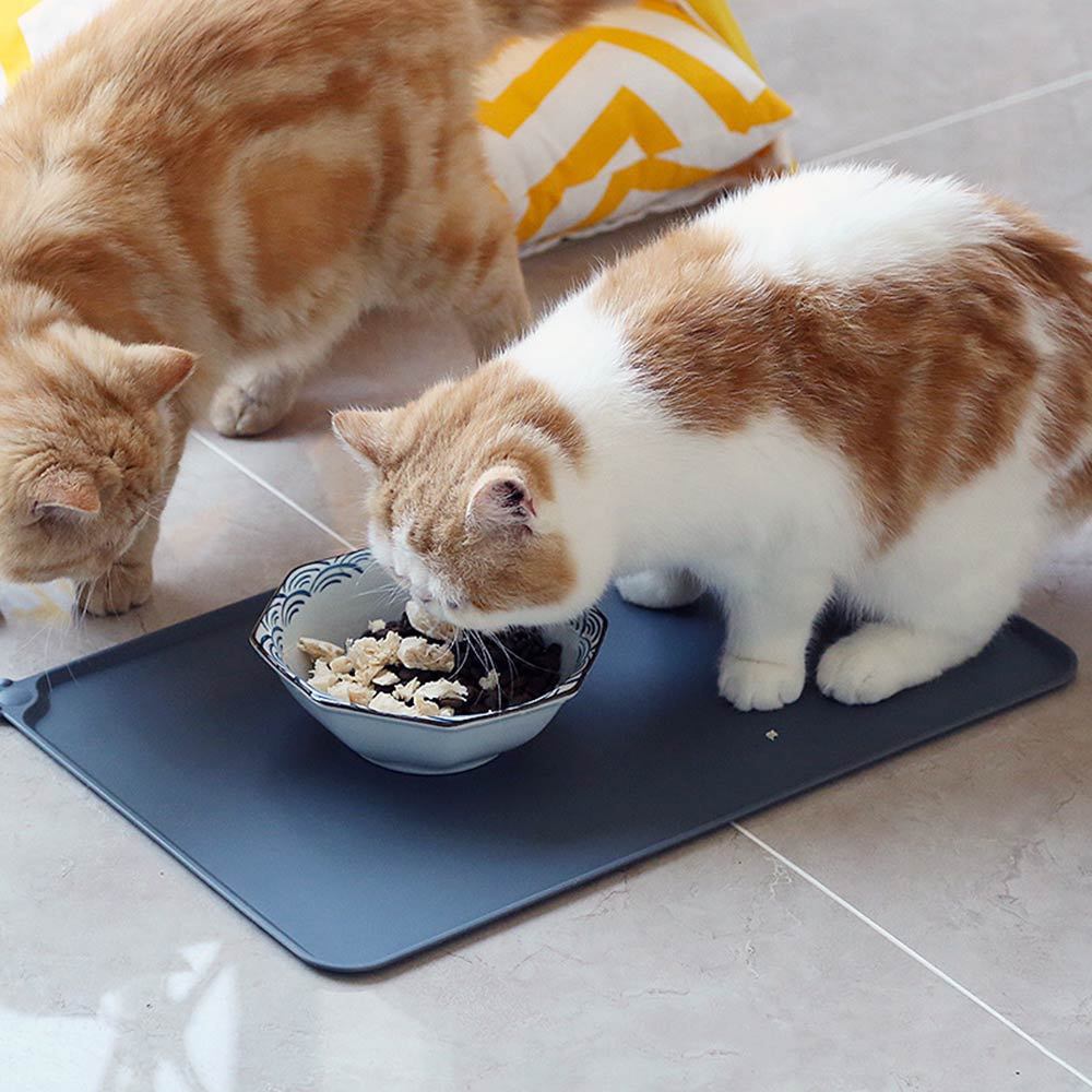 Waterproof Pet Mat For Dogs And Cats Pure Color Silicone Pet Food Mat - Black & Elva