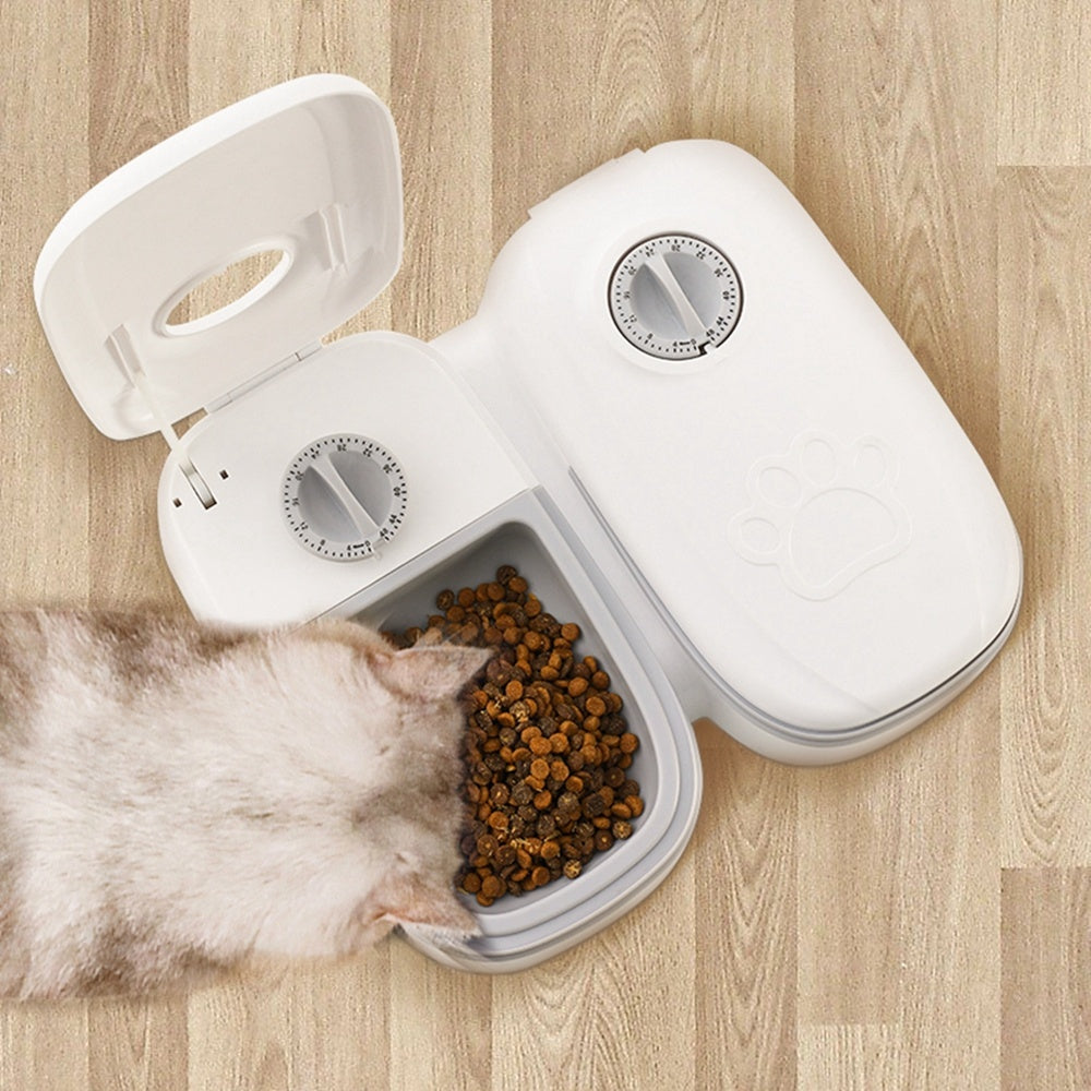 Smart Automatic Pet Feeder – Food Dispenser with Timer & Stainless Steel Bowl - Black & Elva