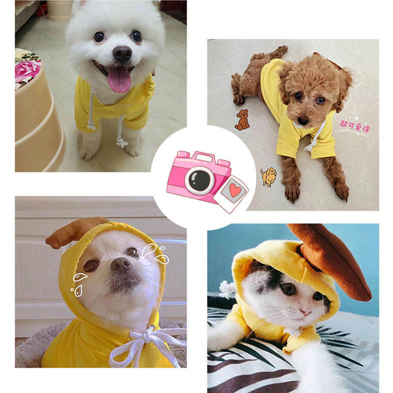 Warm Fleece Hoodie for Small Dogs – Cute Fruit Design for Puppies & Cats - Black & Elva