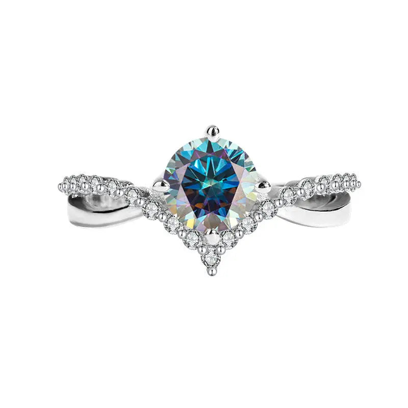 Eight Arrows Crowned Love Moissanite Female Ring - Black & Elva