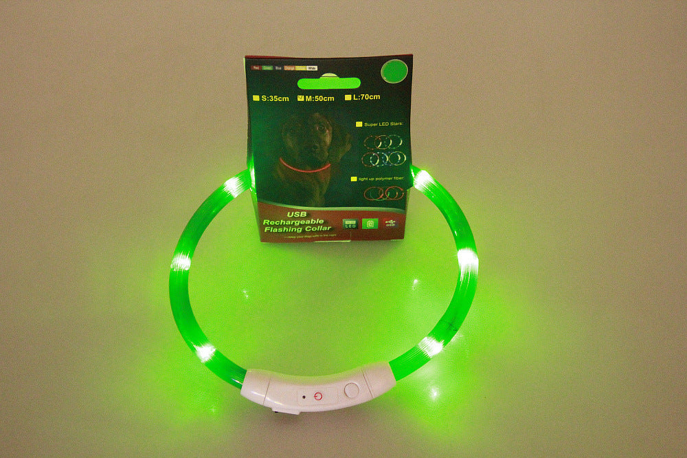 Pet Flashing Collar USB Rechargeable Glowing Necklace Safety Collar Light Up Collars For Night Walking Electric Dog Collar Neon - Black & Elva
