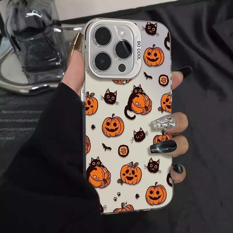 black cat pumpkin phone case