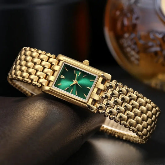 Luxury Square Gold Watch for Women - Black & Elva