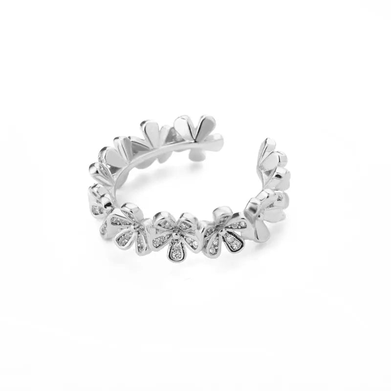Flower Adjustable Ring – Zircon Steel Jewelry - Black & Elva