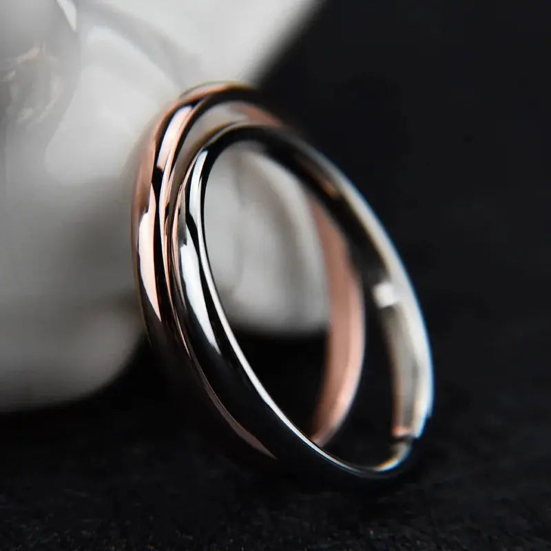 Stainless Steel Wedding Rings - Black & Elva