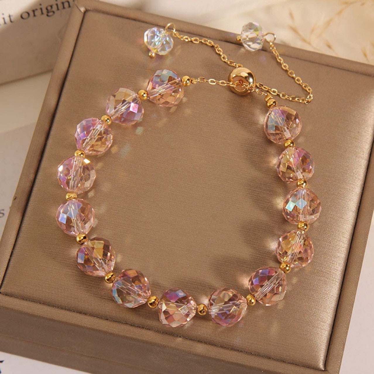 Crystal Woven Bracelet Women's Fashion High-end Simple Round - Black & Elva