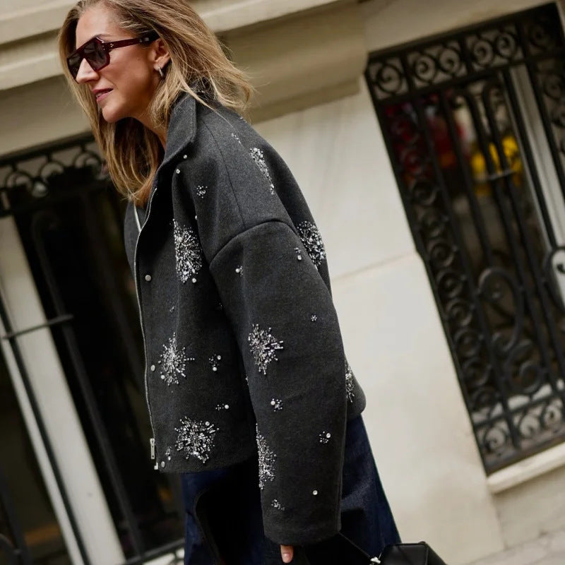 Autumn And Winter Women's Jacket Personality Street Loose - Black & Elva