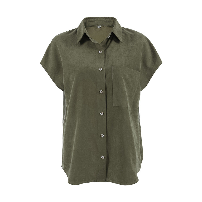 European And American Retro Green Lazy Women's Fashion Shirt - Black & Elva