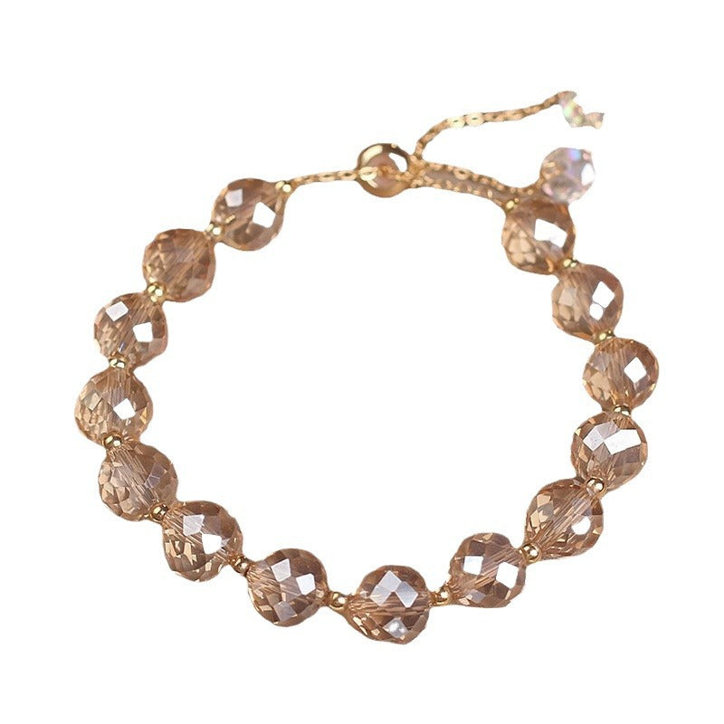 Crystal Woven Bracelet Women's Fashion High-end Simple Round - Black & Elva