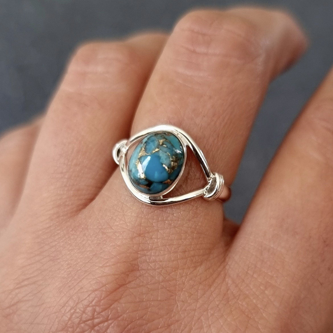 Turquoise Ring Unique Lady Simple Fashion - Black & Elva