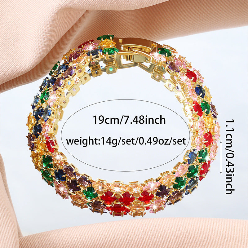 Double-row Color Light Luxury Adjustable Bracelet Black & Elva