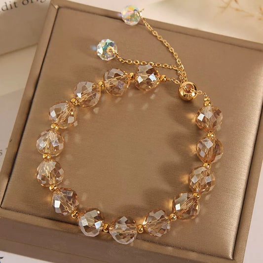 Crystal Woven Bracelet Women's Fashion High-end Simple Round - Black & Elva