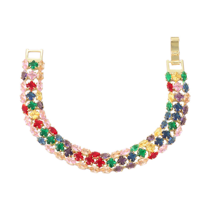 Double-row Color Light Luxury Adjustable Bracelet Black & Elva