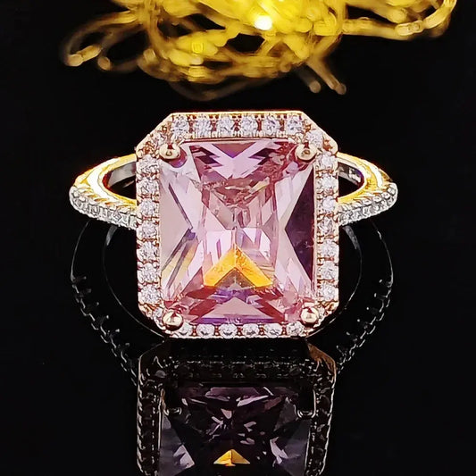 Pink Gold Engagement Ring - Black & Elva