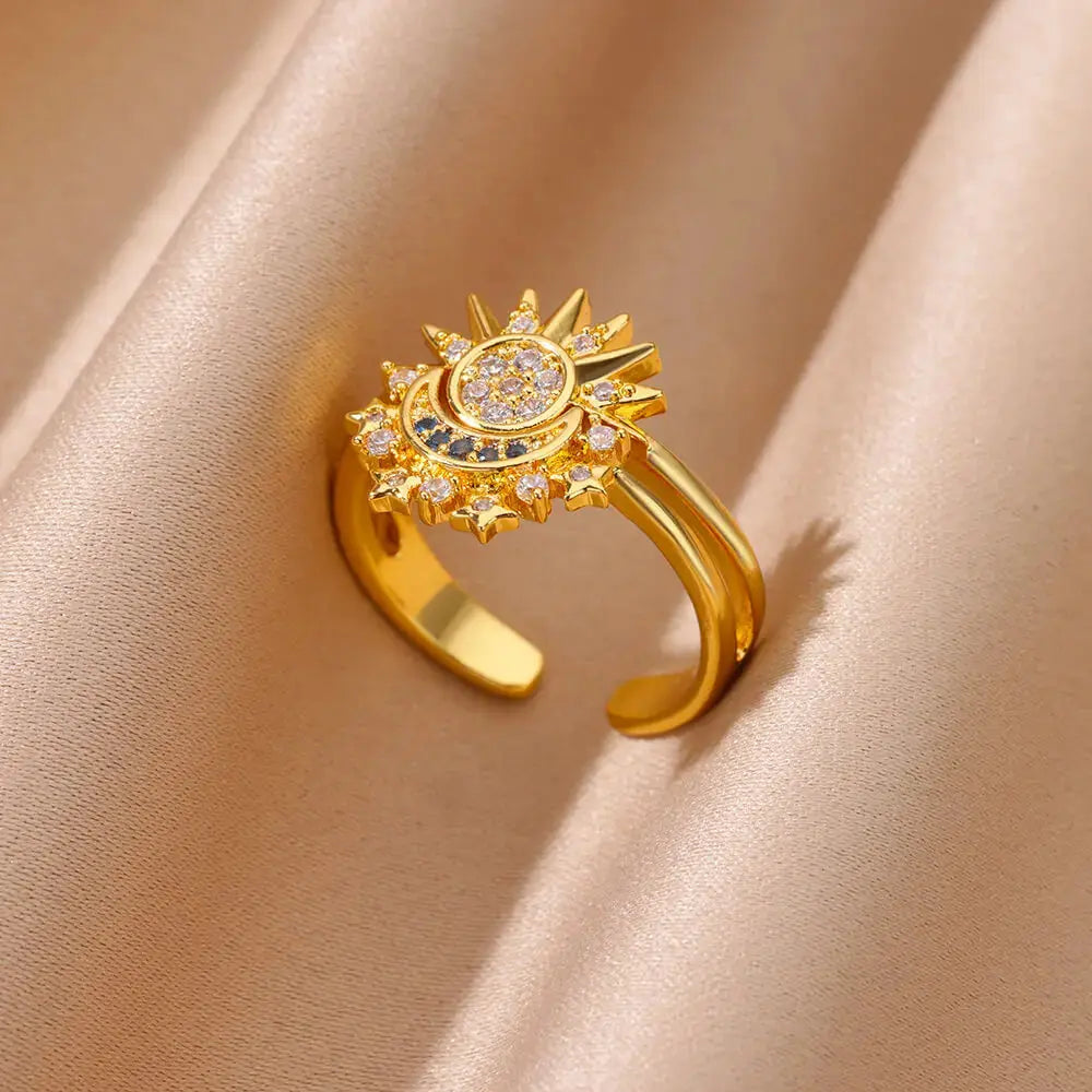 Sun Moon Ring - Black & Elva