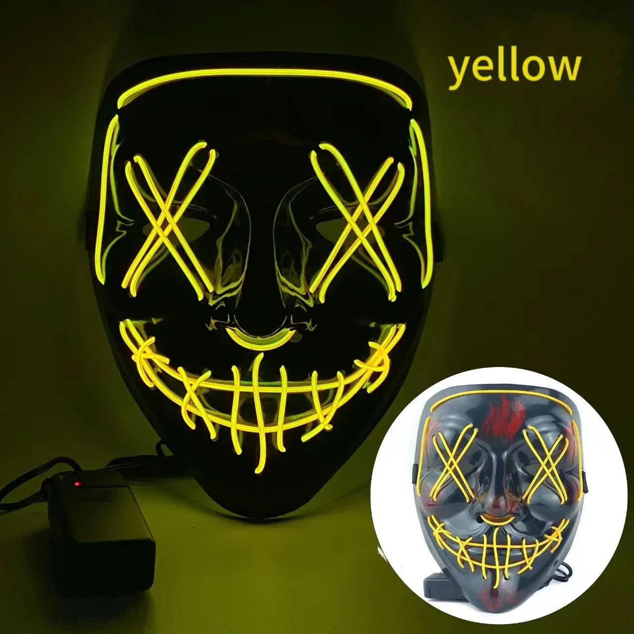 Wireless Glow In The Dark Mask front view LED light up