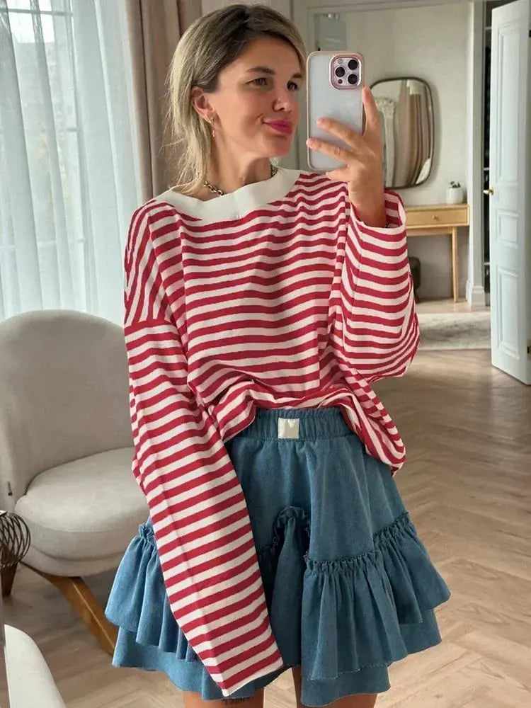 Vintage Striped Tee - Black & Elva
