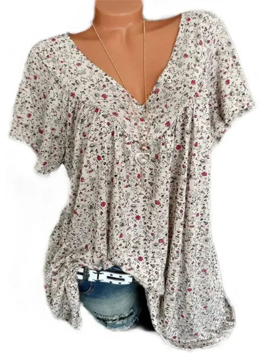 Summer Floral V-Neck Tank - Black & Elva