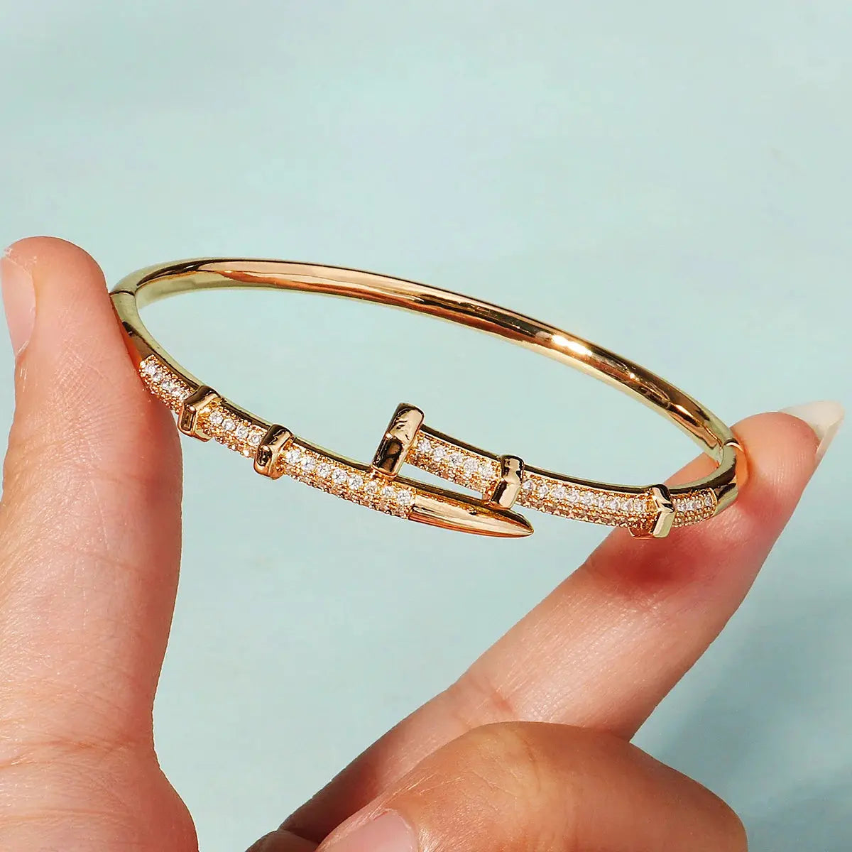 Stainless Steel Zircon Bracelet Popular Gift - Black & Elva