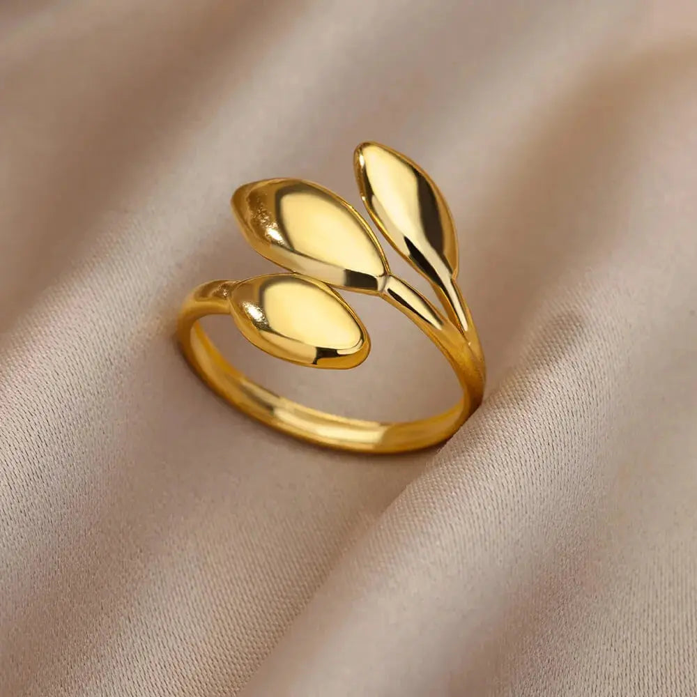 Gold Stainless Steel Rings - Black & Elva