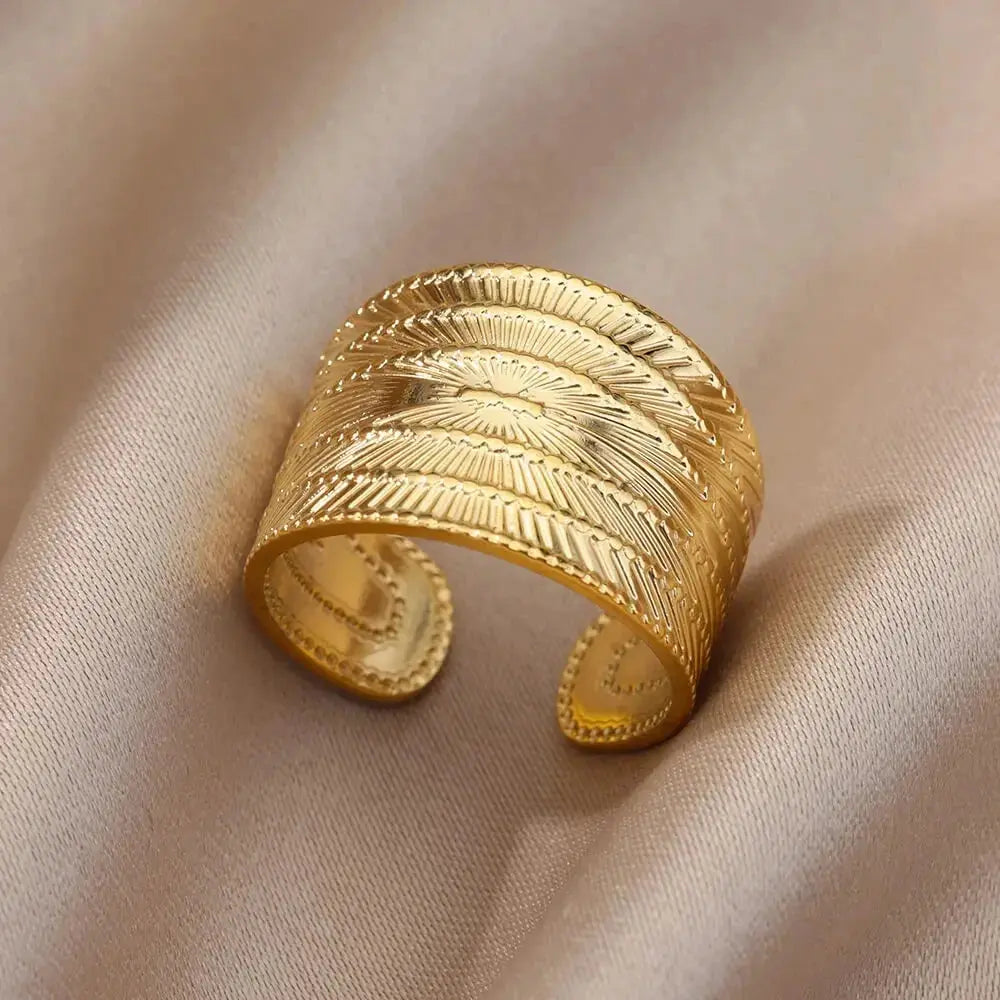 Gold Stainless Steel Rings - Black & Elva