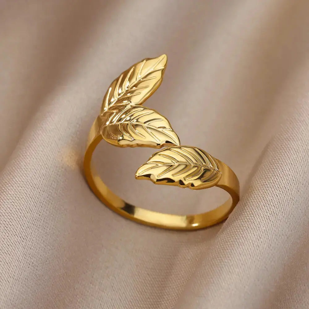 Gold Stainless Steel Rings - Black & Elva
