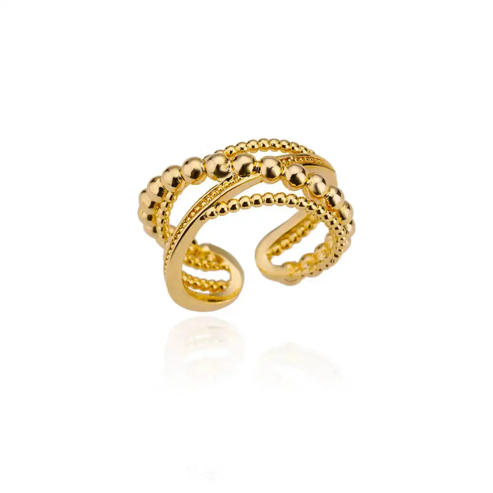 Gold Stainless Steel Rings - Black & Elva