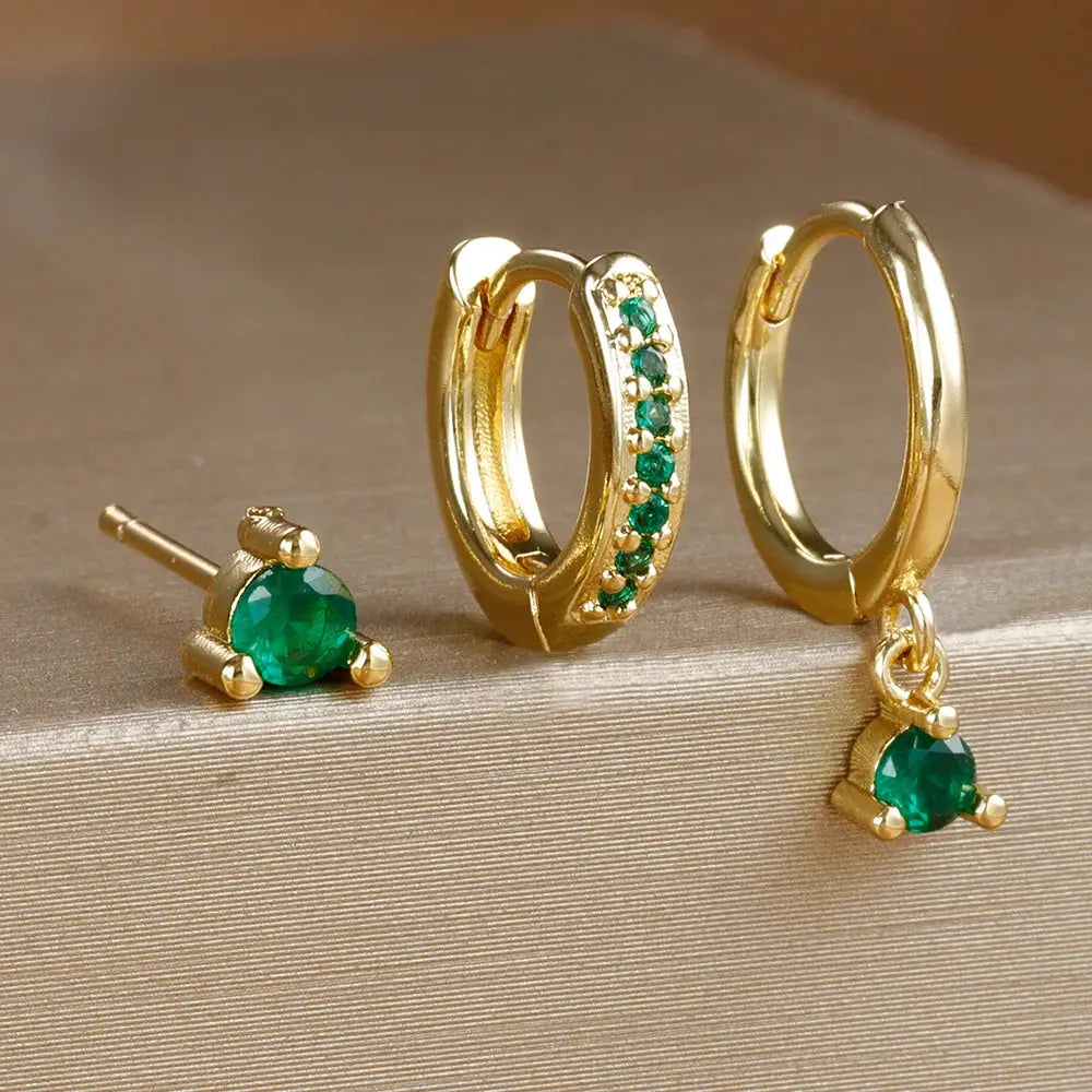Star Drop Earrings Set - Black & Elva