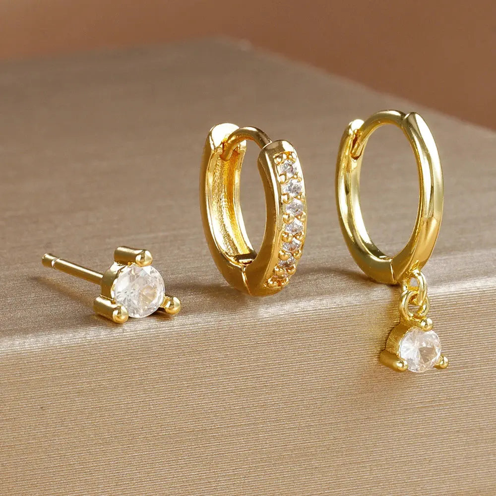 Star Drop Earrings Set - Black & Elva