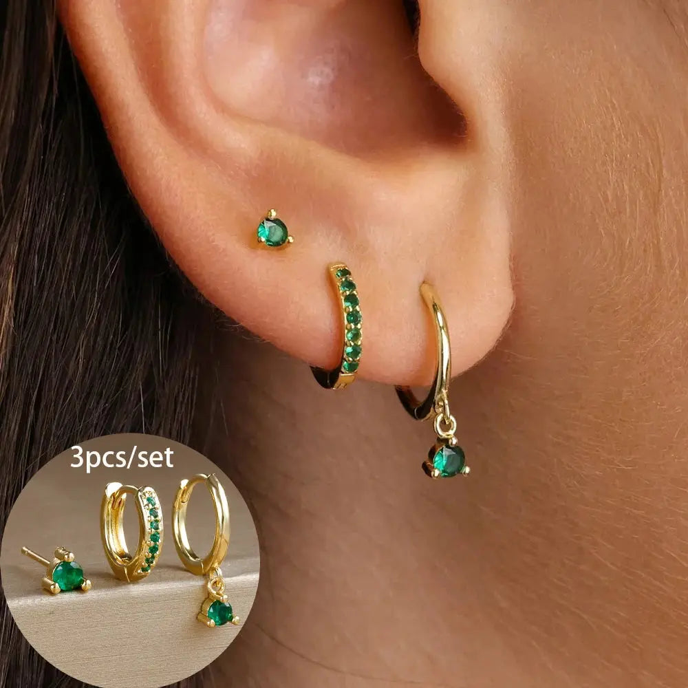 Star Drop Earrings Set - Black & Elva
