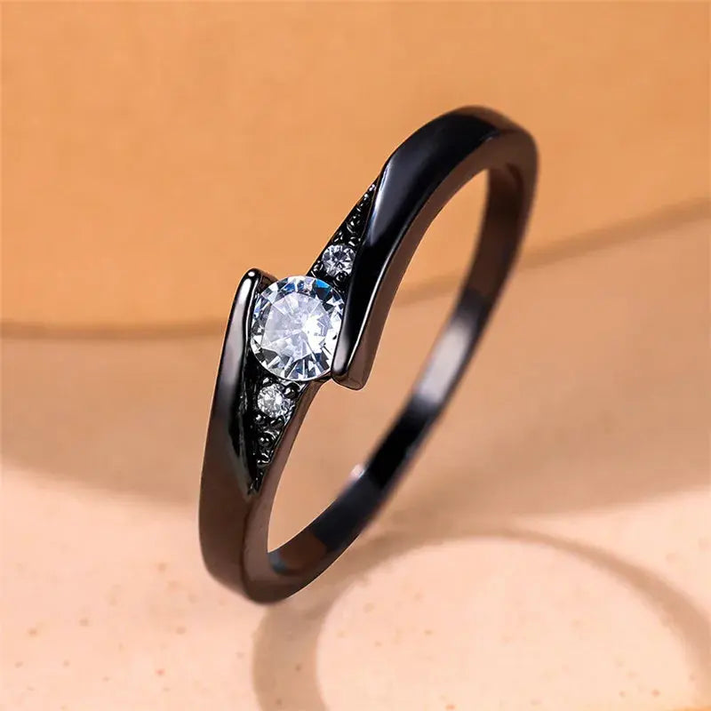 Zircon Engagement Ring Women - Black & Elva